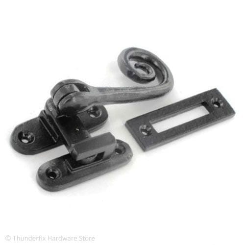 Victorian Casement Fastener Black Antique Hook or Mortice Window Catch 115mm - Thunderfix Hardware