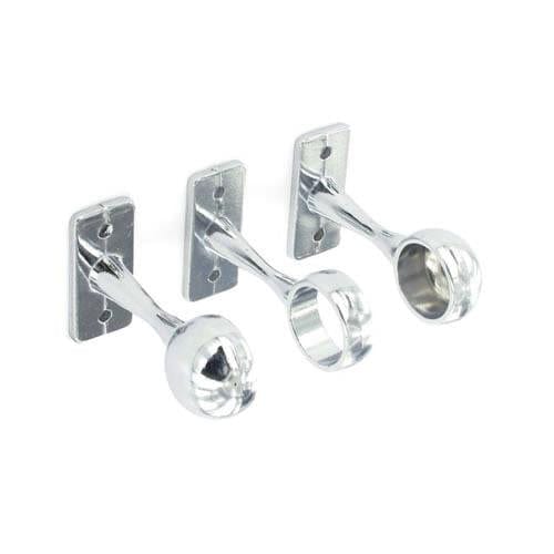 Wardrobe Rail 1 Centre and 2 End Brackets Chrome Plated 19mm | S5553 | Securit