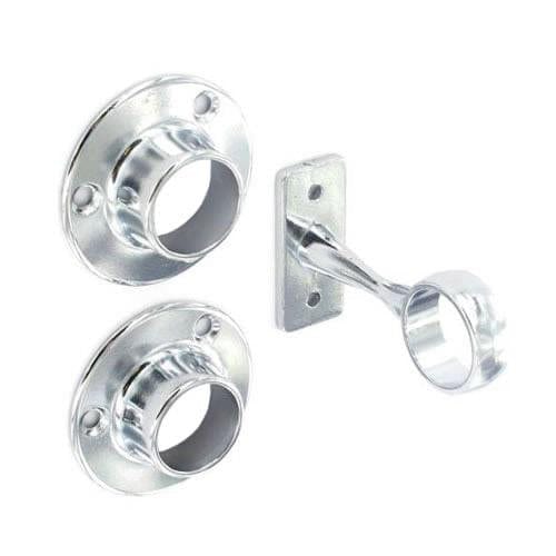 Wardrobe Rail 1 Centre and 2 End Sockets Chrome Plated 19mm | S5554 Service Item Securit 901833
