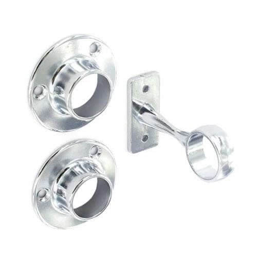 Wardrobe Rail 1 Centre and 2 End Sockets Chrome Plated 19mm | S5554