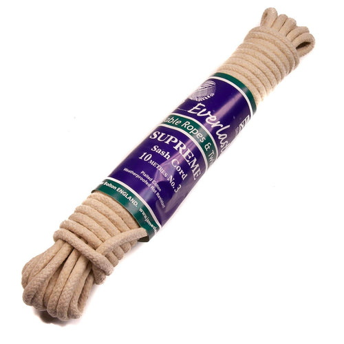 Waxed Sash Window Cord Airer Pully Cord 10 Metres No 3 (6.5mm)