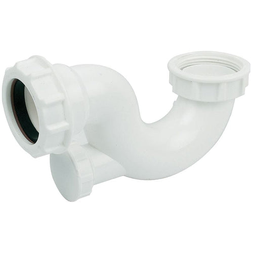 White Shallow Bath Trap with Eye 20mm Seal x 40mm (1 1/2")